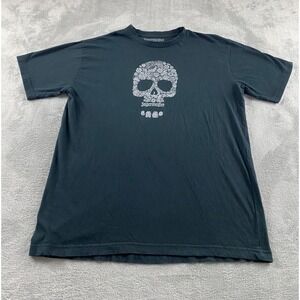 Jagermeister Mens XL Black Floral Skull Graphic T-Shirt Short Sleeve Cotton Tee